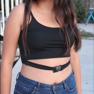 Spaghetti strap tank top with buckle